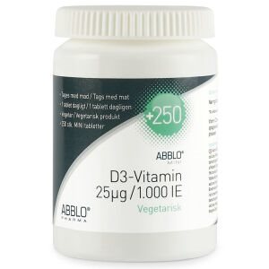 ABBLO D3-Vitamin 25 μg / 1.000 IE Vegetarisk, 250 stk (Udløb: 08/2024)